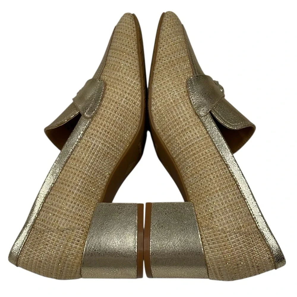 Donald Pliner Kressida Dress Loafer Pump Womens Size 8 Gold Metallic Tassel New
